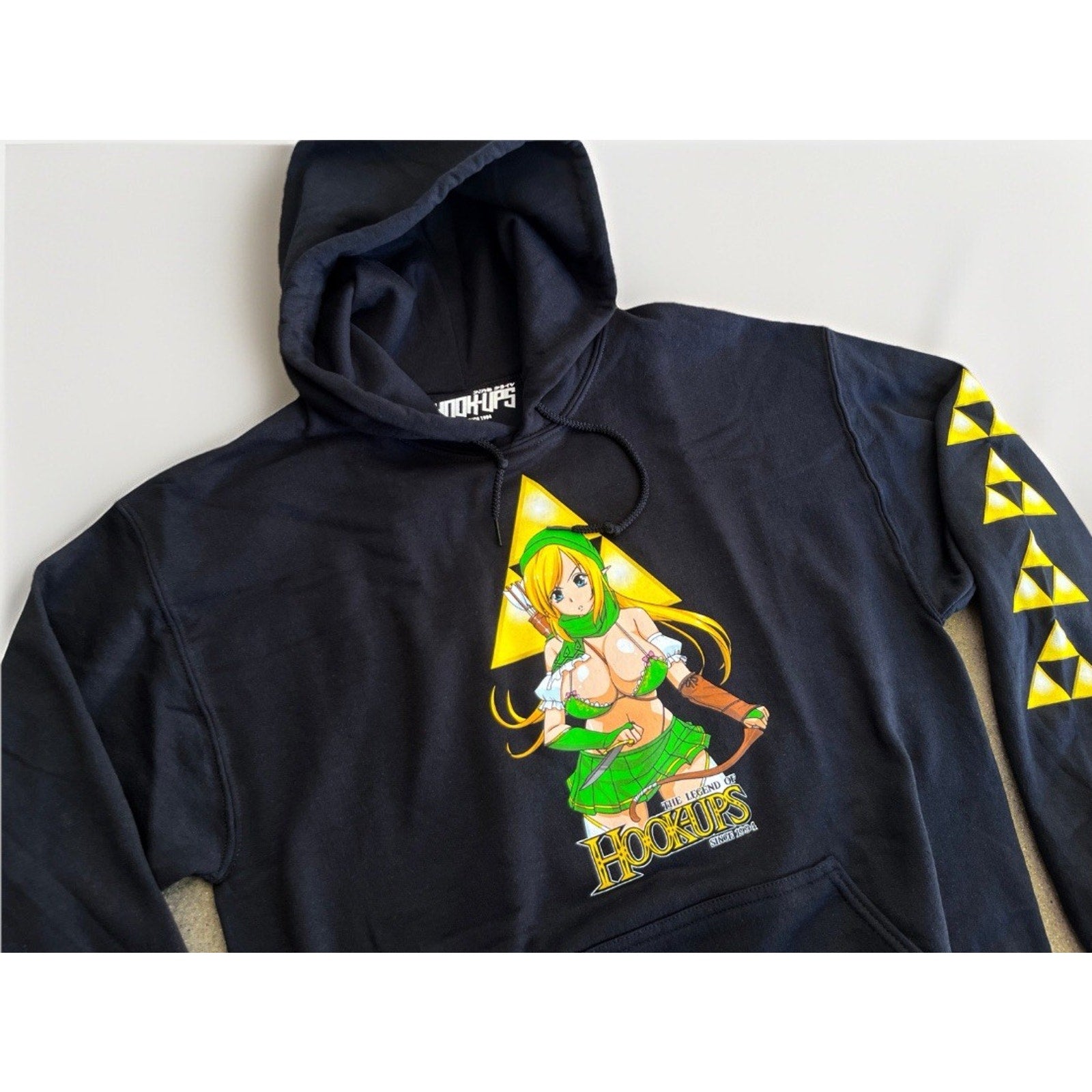 Hook - Ups Female Link Hoodie Black L 2020 Anime Skate Sweatshirt Zelda Lewd Anime - thriftgoblin