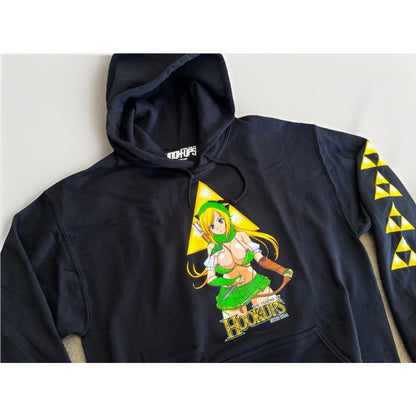 Hook - Ups Female Link Hoodie Black L 2020 Anime Skate Sweatshirt Zelda Lewd Anime - thriftgoblin