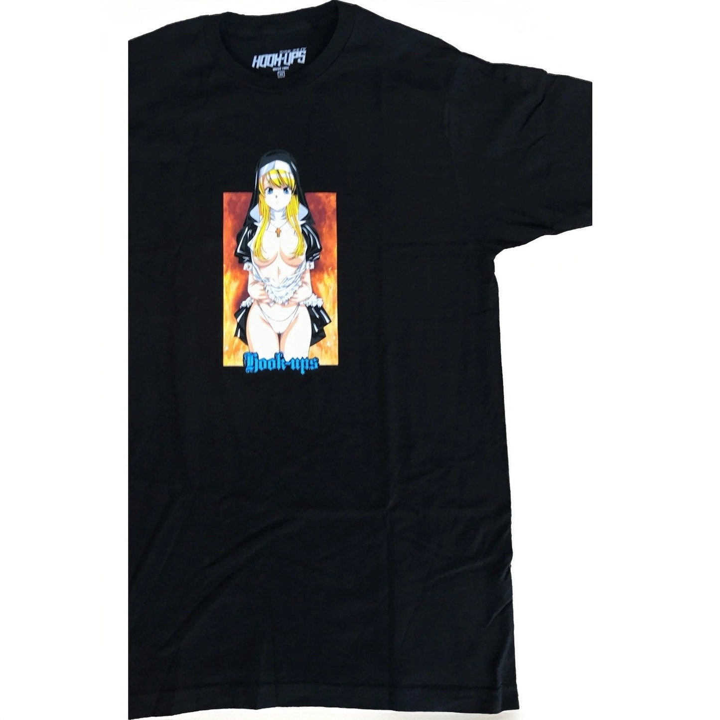 Hook - Ups Nun T-Shirt Black Size L Anime Girl Skate Tee New Bagged Rare VTG - thriftgoblin