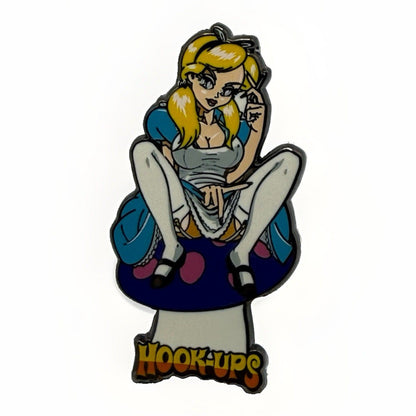 Hook-Ups Skateboard Enamel Pin Jeremy Klein Alice in Wonderland Enamel Adult - thriftgoblin