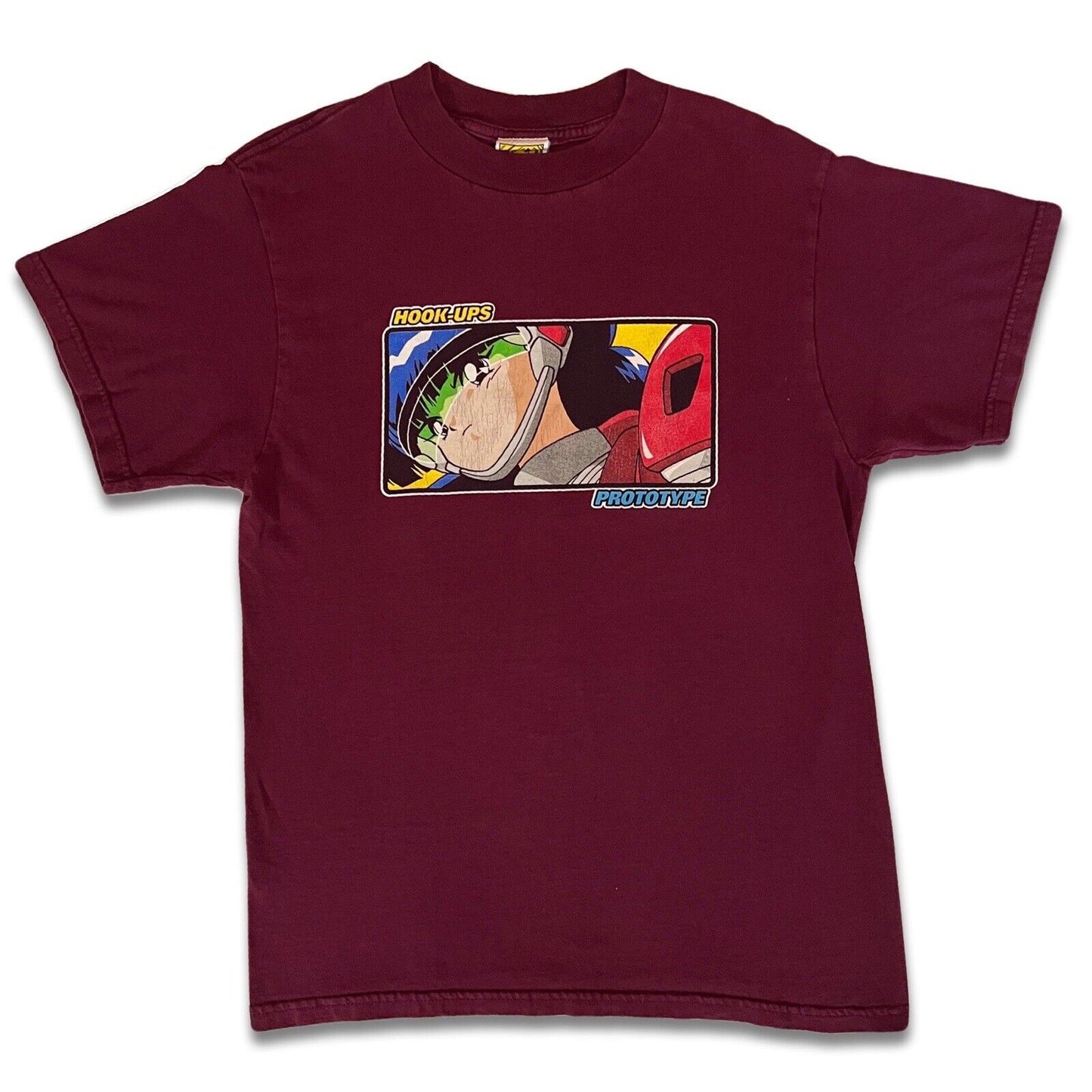 Hook - Ups Skateboards Prototype Logo Short Sleeve Shirt Red Eyes Tag - thriftgoblin