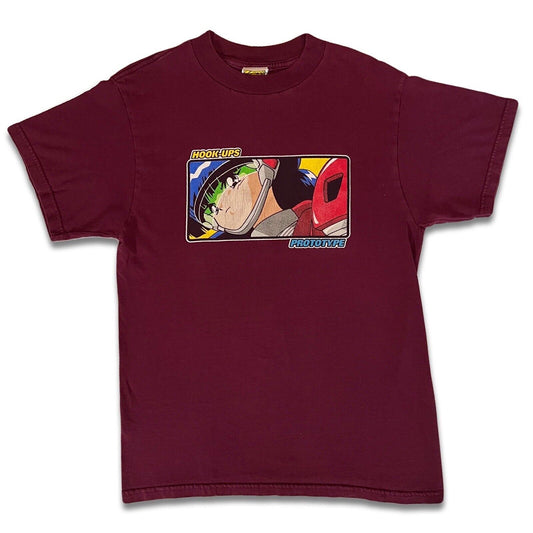 Hook - Ups Skateboards Prototype Logo Short Sleeve Shirt Red Eyes Tag - thriftgoblin
