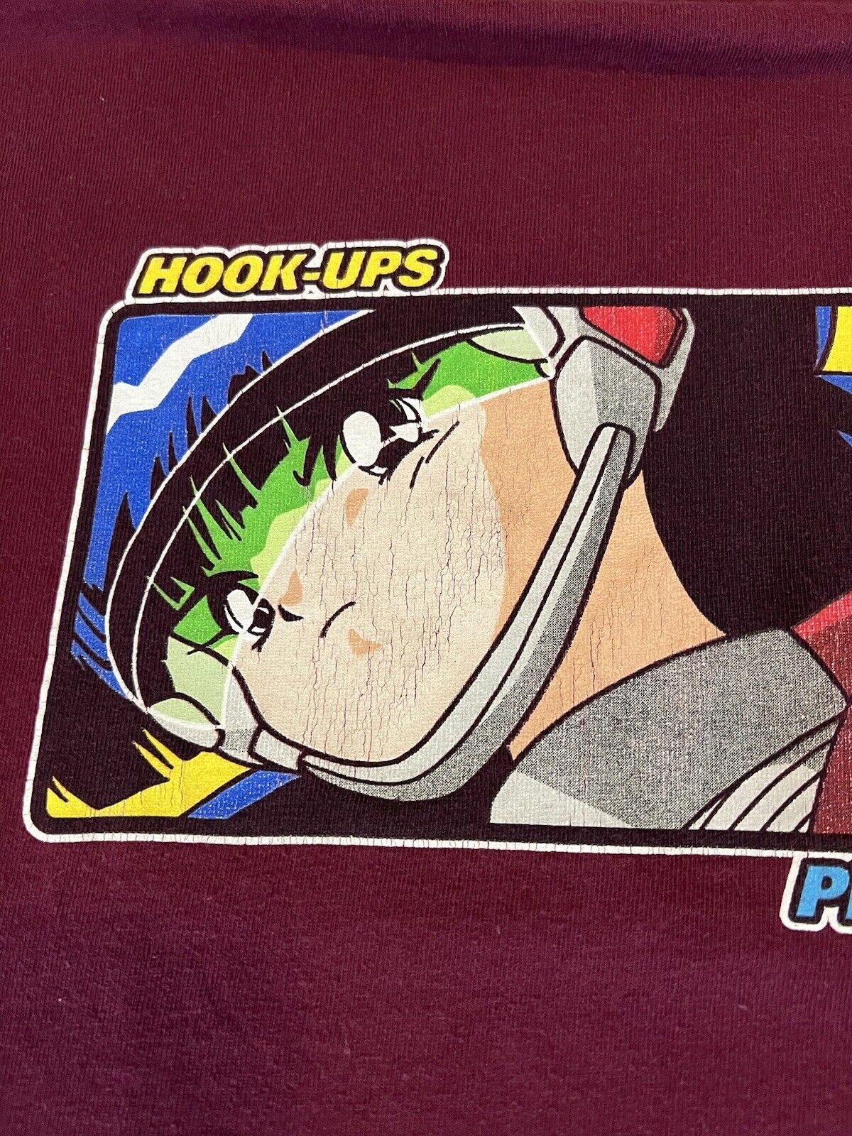 Hook - Ups Skateboards Prototype Logo Short Sleeve Shirt Red Eyes Tag - thriftgoblin