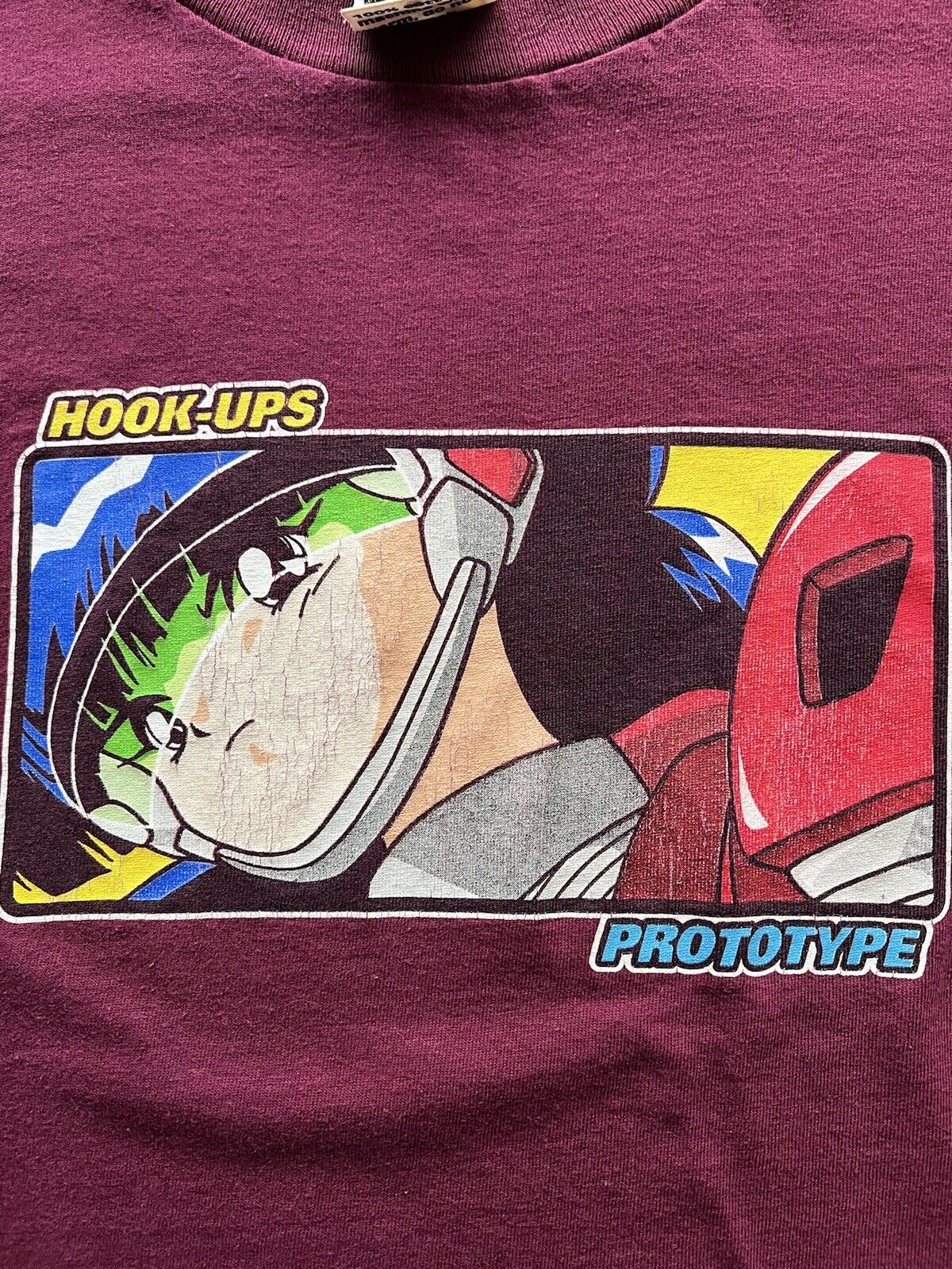 Hook - Ups Skateboards Prototype Logo Short Sleeve Shirt Red Eyes Tag - thriftgoblin