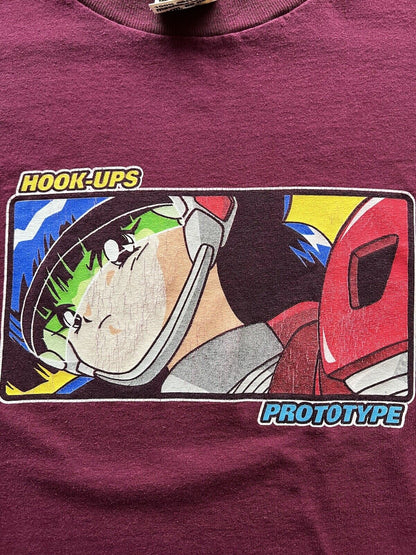 Hook - Ups Skateboards Prototype Logo Short Sleeve Shirt Red Eyes Tag - thriftgoblin