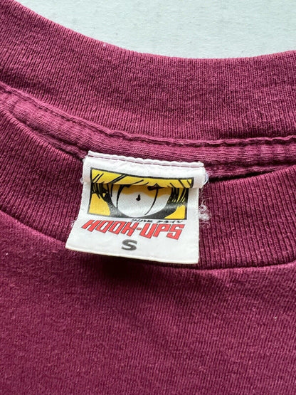Hook - Ups Skateboards Prototype Logo Short Sleeve Shirt Red Eyes Tag - thriftgoblin