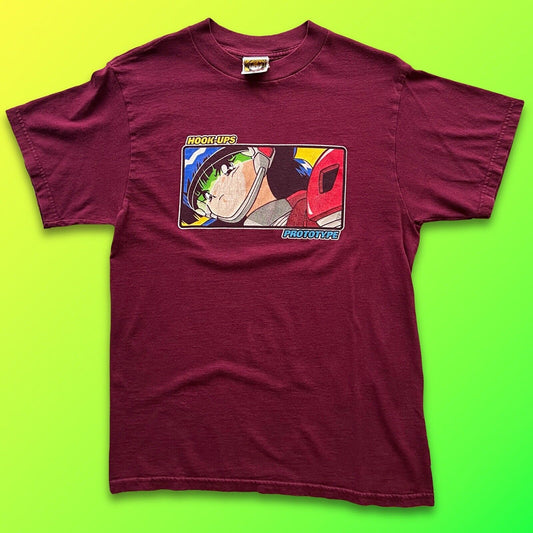 Hook - Ups Skateboards Prototype Logo Short Sleeve Shirt Red Eyes Tag - thriftgoblin