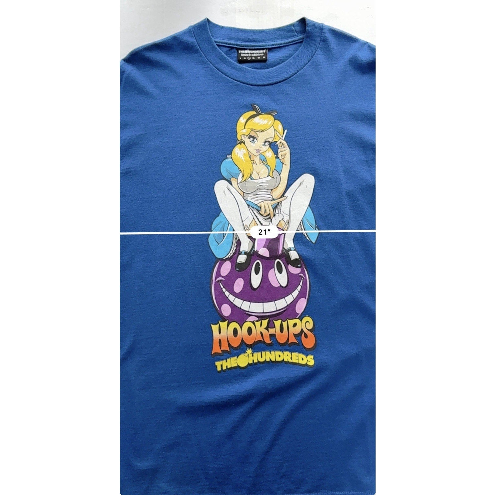 Hook - ups X The Hundreds Collab Brand Anime Shirt Alice in Wonderland Sz XL - thriftgoblin