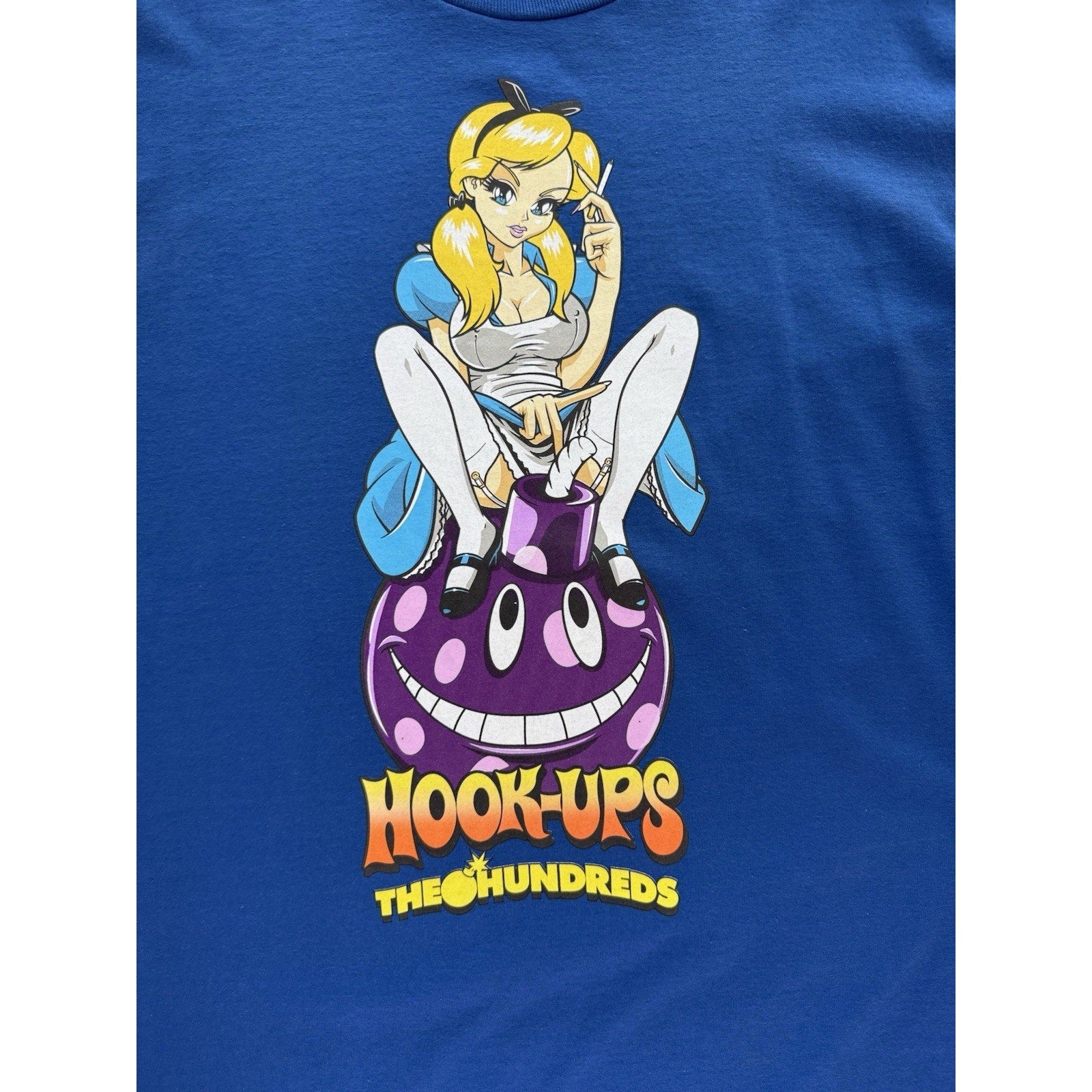 Hook - ups X The Hundreds Collab Brand Anime Shirt Alice in Wonderland Sz XL - thriftgoblin