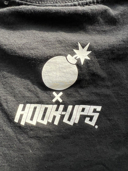 Hook Ups X The Hundreds Crewneck. Mens Size Small. Skateboard. Black Tshirt. - thriftgoblin