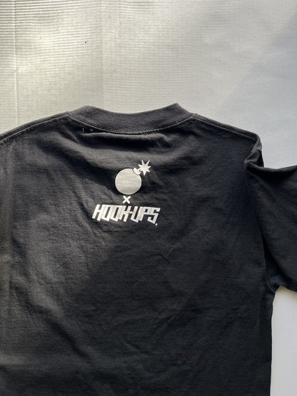 Hook Ups X The Hundreds Crewneck. Mens Size Small. Skateboard. Black Tshirt. - thriftgoblin