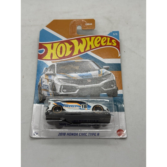 Hot Wheels 2018 Honda Civic Type R White Blue Orange 5/5 Sealed Die - Cast Car Toy - thriftgoblin