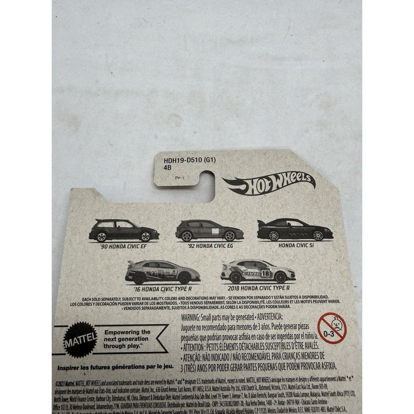 Hot Wheels 2018 Honda Civic Type R White Blue Orange 5/5 Sealed Die - Cast Car Toy - thriftgoblin