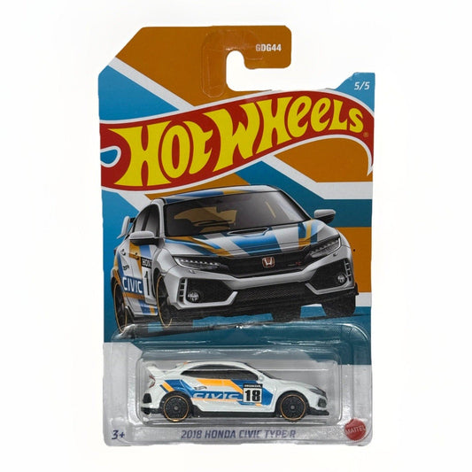 Hot Wheels 2018 Honda Civic Type R White Blue Orange 5/5 Sealed Die - Cast Car Toy - thriftgoblin