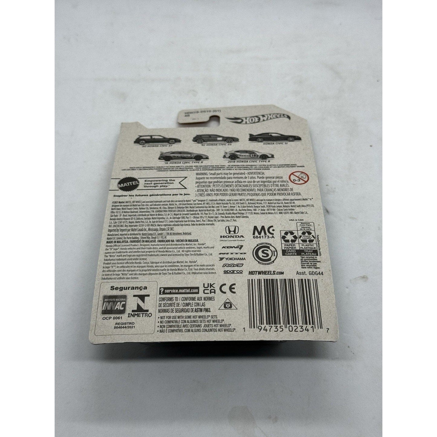 Hot Wheels 2018 Honda Civic Type R White Blue Orange 5/5 Sealed Die - Cast Car Toy - thriftgoblin