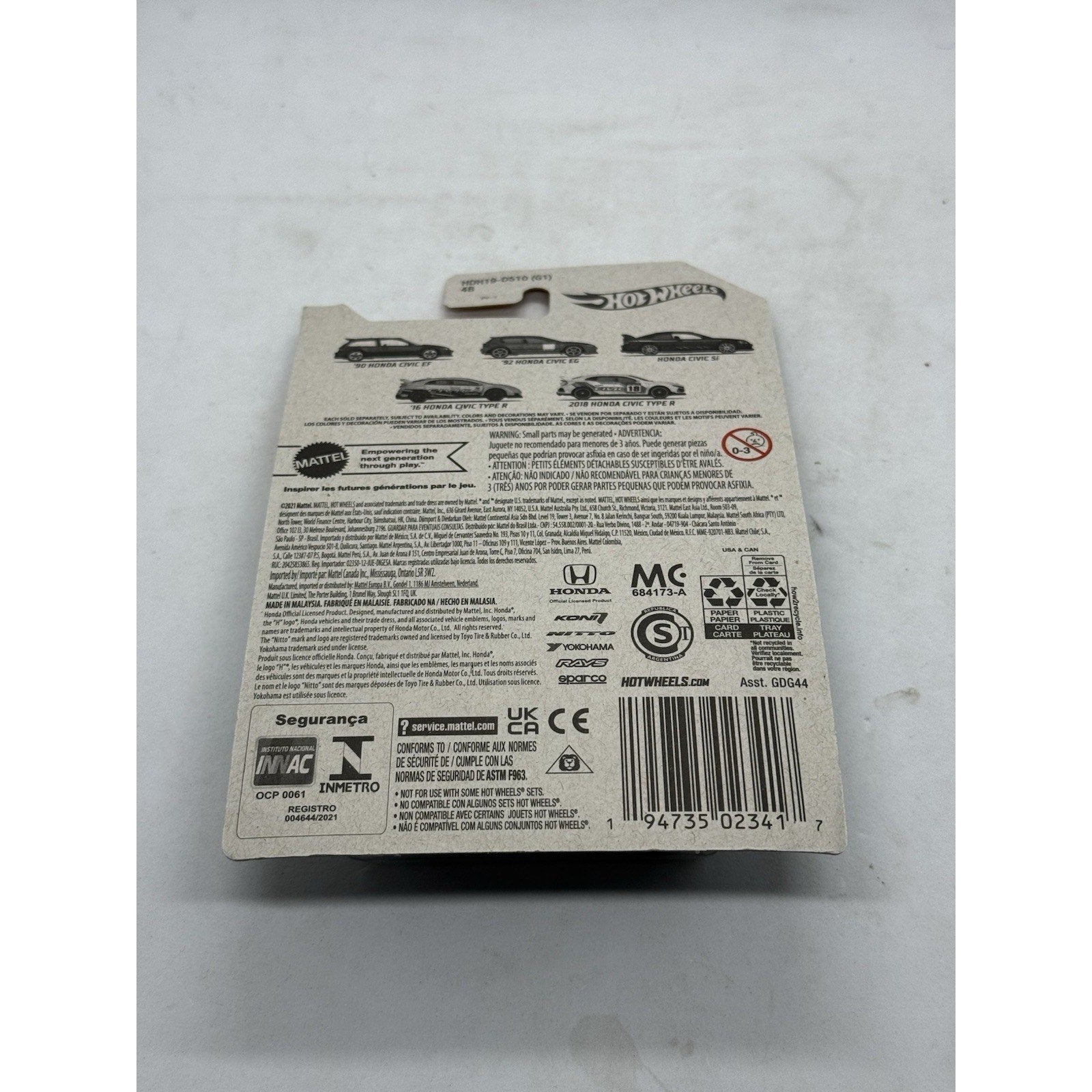 Hot Wheels 2018 Honda Civic Type R White Blue Orange 5/5 Sealed Die - Cast Car Toy - thriftgoblin