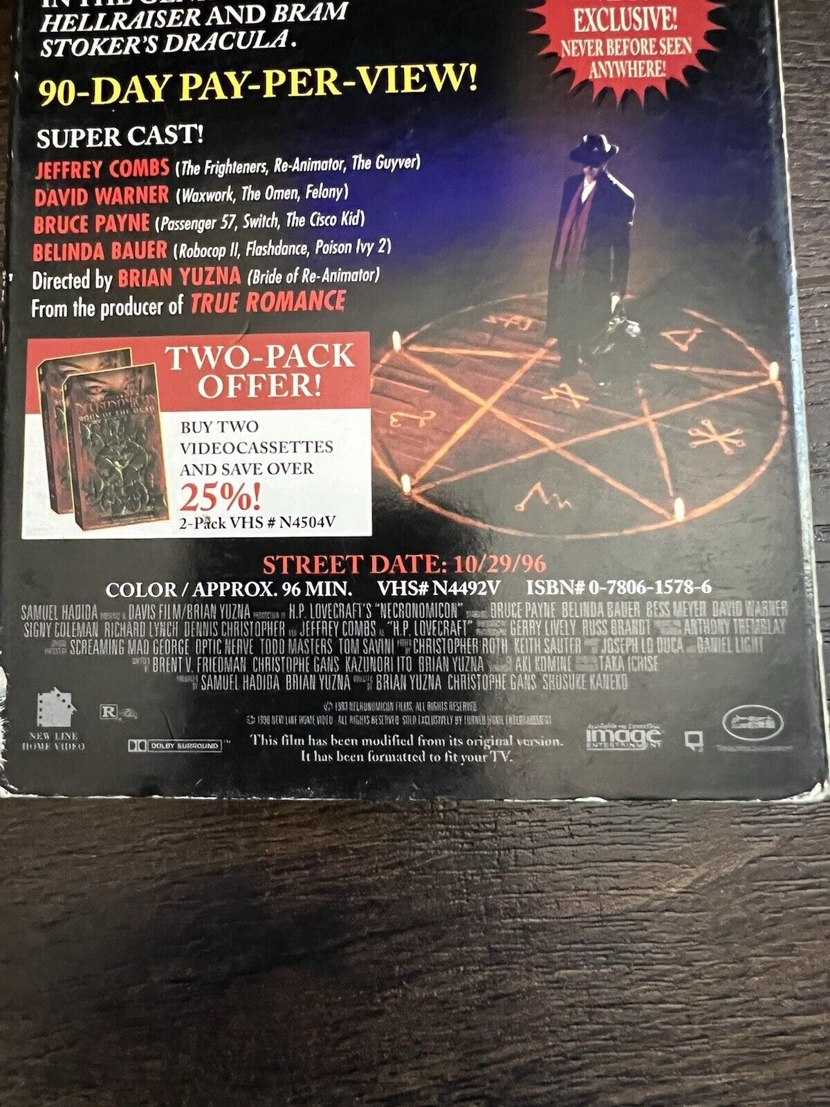 H.P. Lovecraft's Necronomicon: Book of the Dead Movie VHS Jeffrey Combs Tested - thriftgoblin