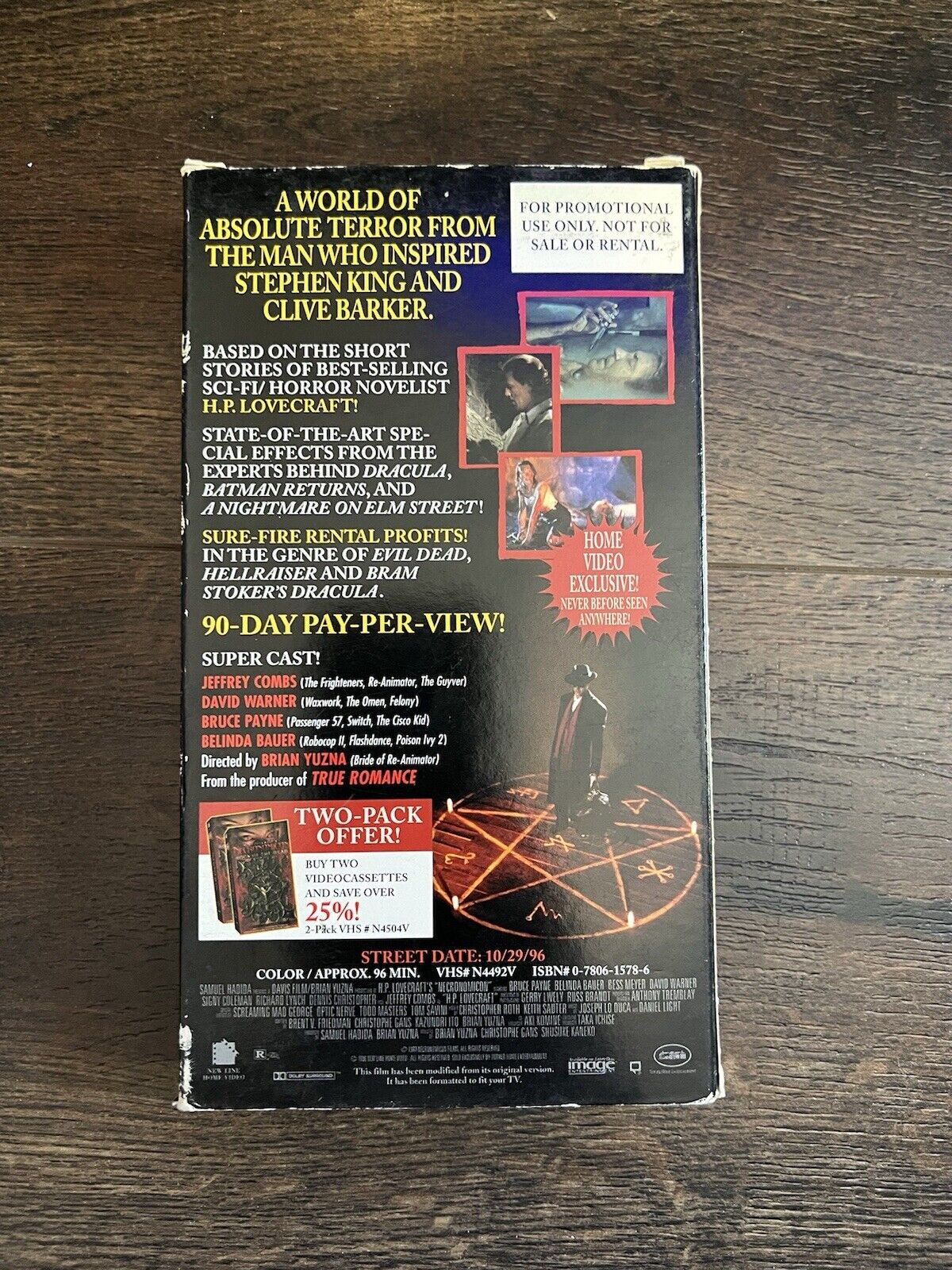 H.P. Lovecraft's Necronomicon: Book of the Dead Movie VHS Jeffrey Combs Tested - thriftgoblin