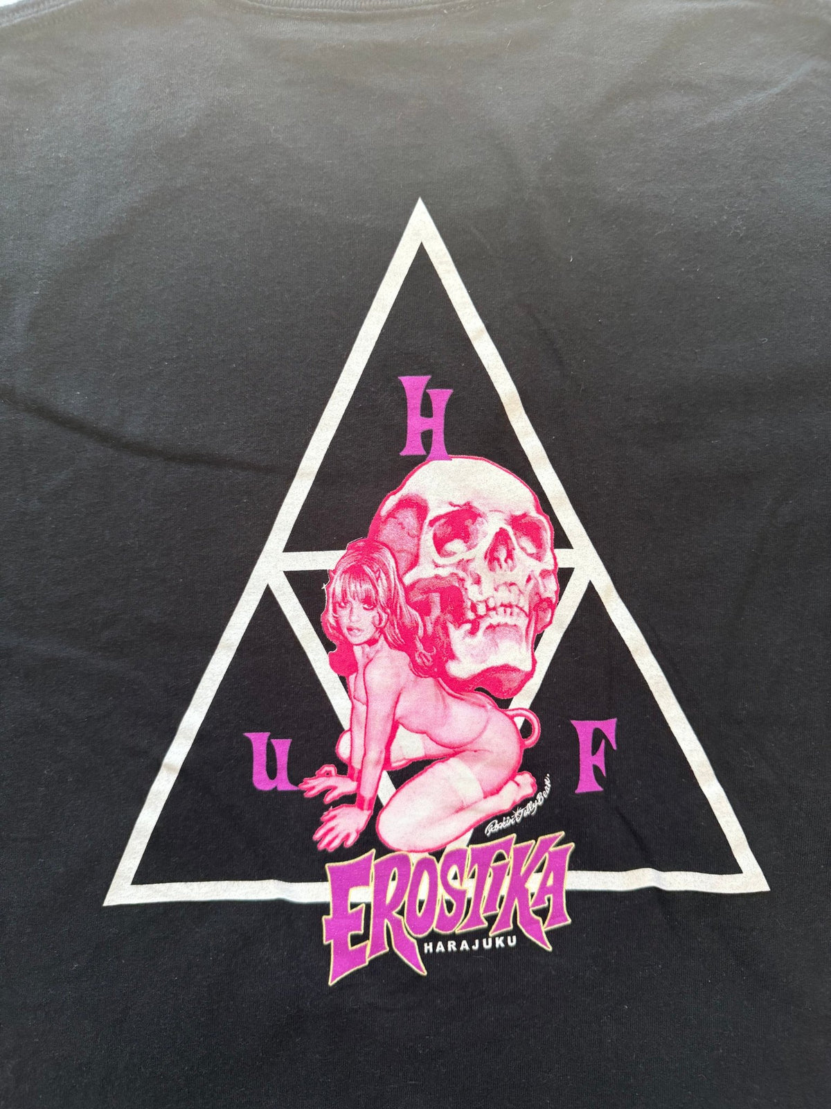 HUF x Erostika Rockin Jelly Bean Triple Triangle Tee Black Mens M Japan - Thrift GoblinT-Shirt
