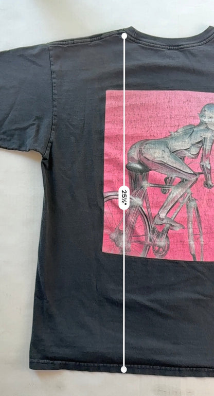 HUF x Hajime Sorayama Robot Ride Tee Black Mens M Chrome Gynoid Bicycle - Thrift GoblinT-Shirt