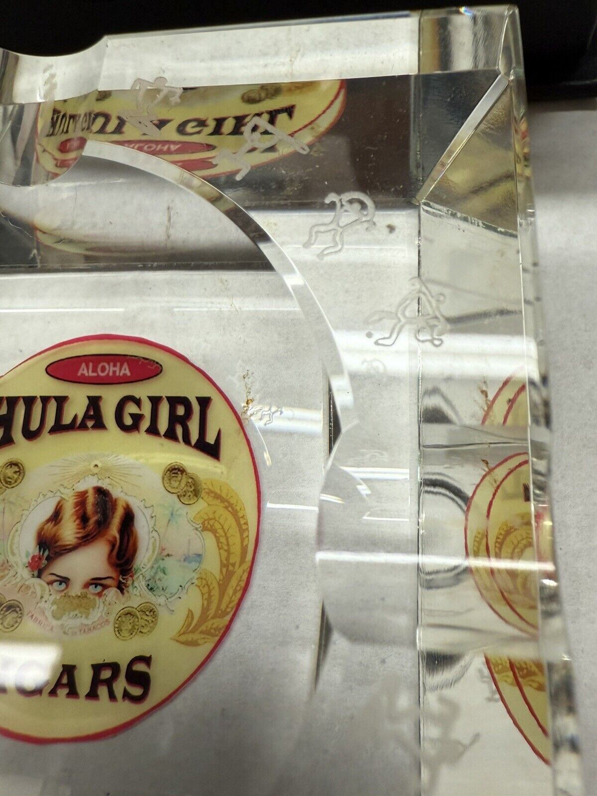 Hula Girl Cigars Crystal Cigar Ashtray Tray Lady Pin - Up Hawaii Smoke Tobacco - thriftgoblin