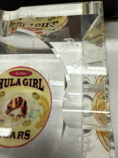 Hula Girl Cigars Crystal Cigar Ashtray Tray Lady Pin - Up Hawaii Smoke Tobacco - thriftgoblin