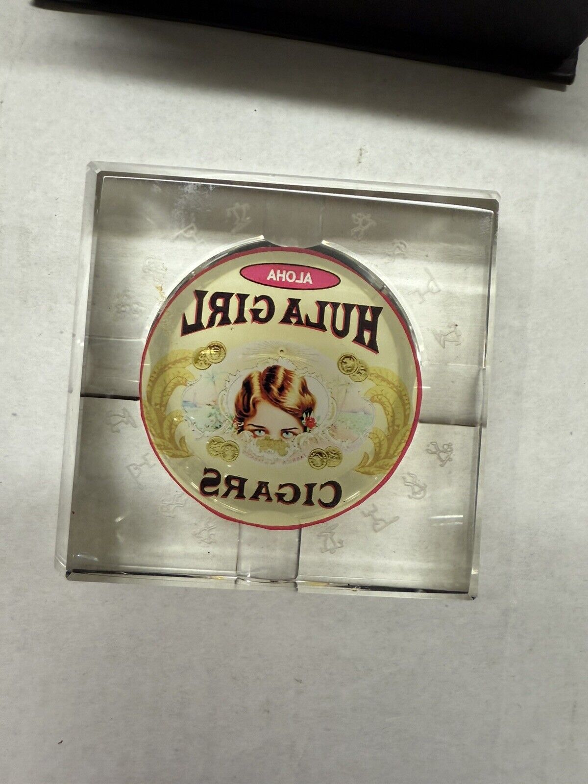 Hula Girl Cigars Crystal Cigar Ashtray Tray Lady Pin - Up Hawaii Smoke Tobacco - thriftgoblin