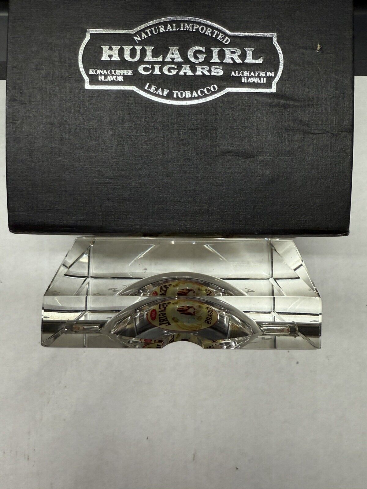 Hula Girl Cigars Crystal Cigar Ashtray Tray Lady Pin - Up Hawaii Smoke Tobacco - thriftgoblin