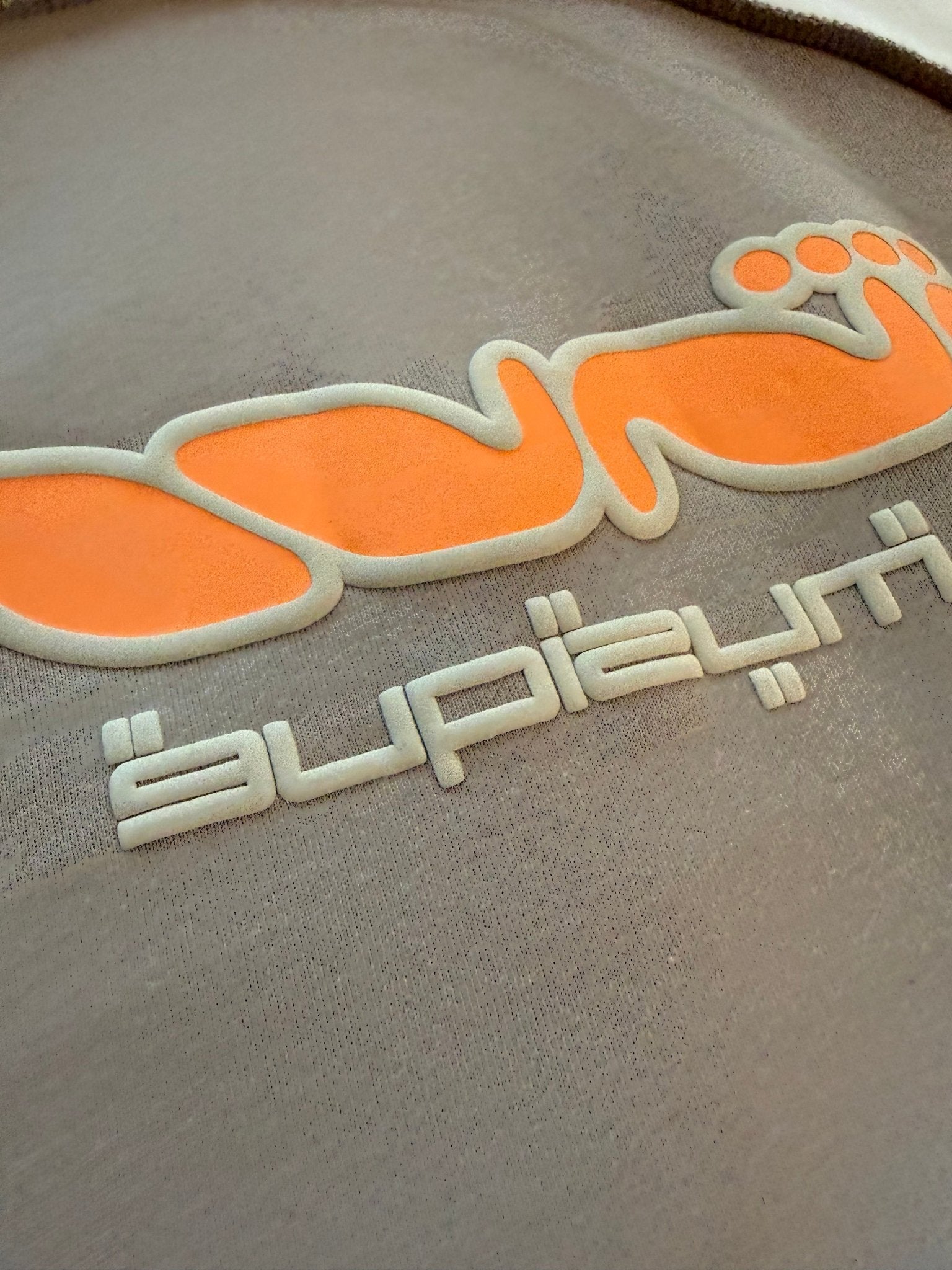 Huni Design Mona Thomas Puffy Hoodie Cream Sage Color Block Raised Logo Size L - thriftgoblinTops