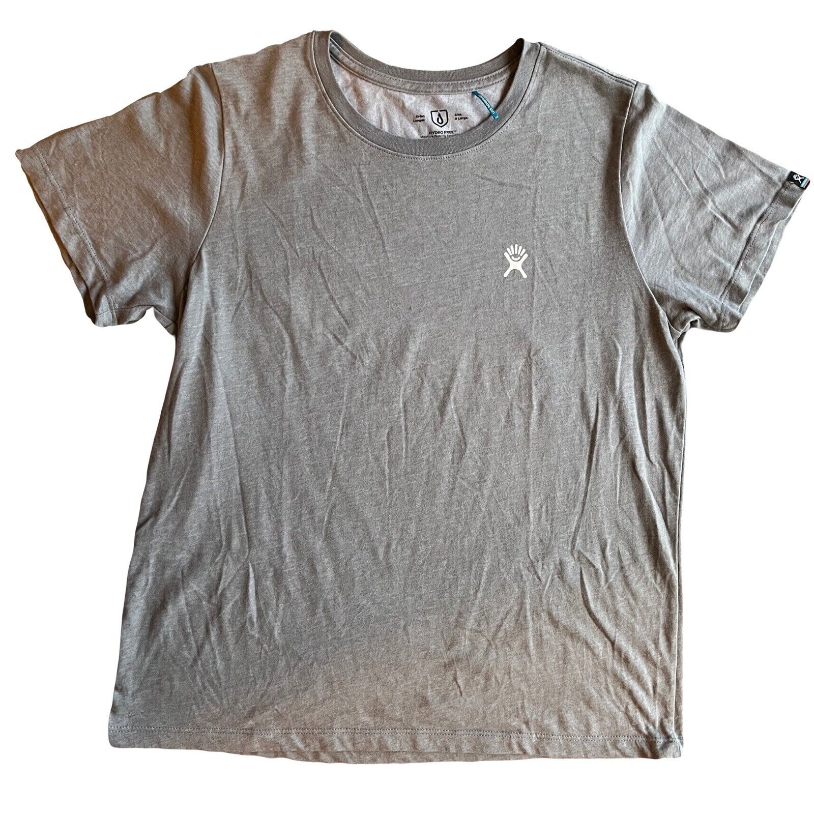 Hydro Flask Women's MOISTURE WICKING Grey Logo T-Shirt Sz XL Hiking Camping SS - thriftgoblin