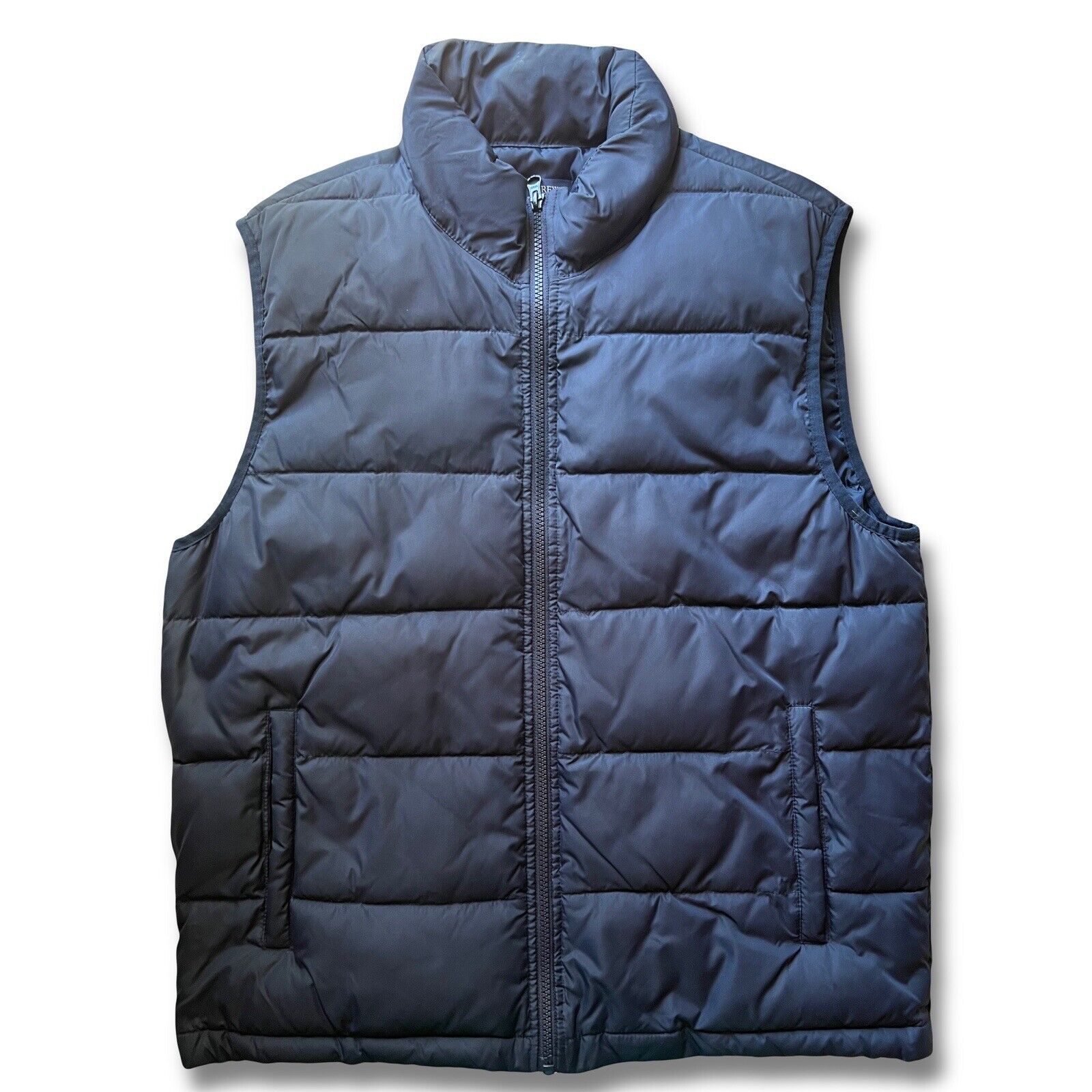 J Crew Puffer Vest Mens Authentic Medium Warm Blue Feather Zip Front Lookbook - thriftgoblin