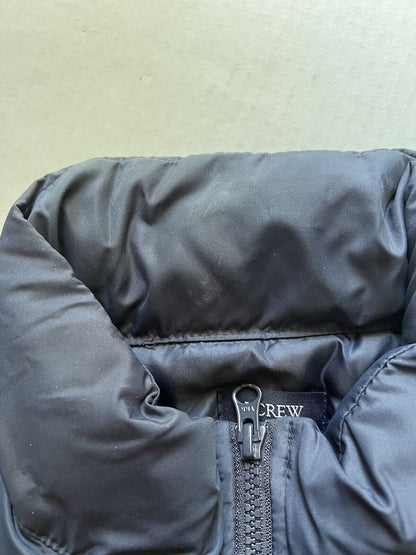J Crew Puffer Vest Mens Authentic Medium Warm Blue Feather Zip Front Lookbook - thriftgoblin
