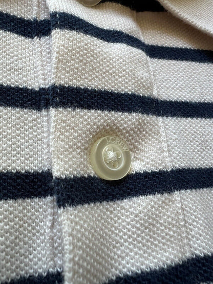 J. Crew Stripe Pique Polo, Mens size Large White And Blue. Clean. Summer Shirt - thriftgoblin