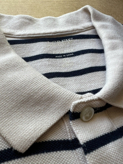 J. Crew Stripe Pique Polo, Mens size Large White And Blue. Clean. Summer Shirt - thriftgoblin