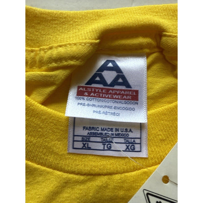 J - List No Public Urination Warning Tee Yellow XL USA Made Funny Japan Shirt - thriftgoblin