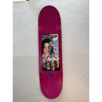 JK Industries Jeremy Klein Signed VHS Series Skateboard Deck Horror Pink Stain - thriftgoblin