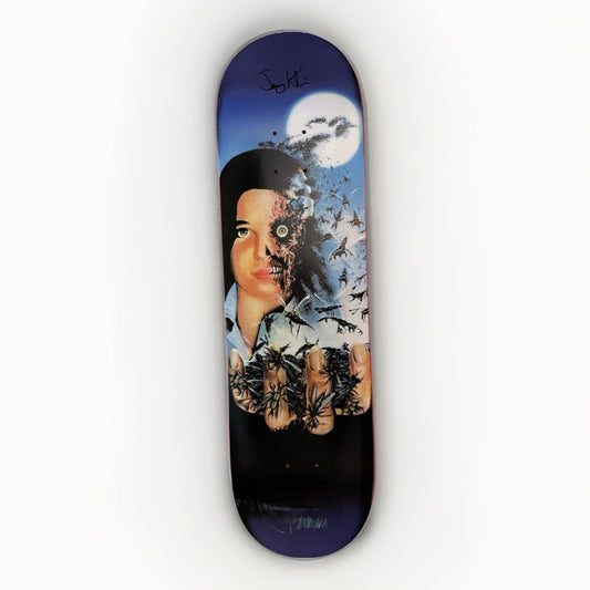 JK Industries Jeremy Klein Signed VHS Series Skateboard Deck Horror Pink Stain - thriftgoblin