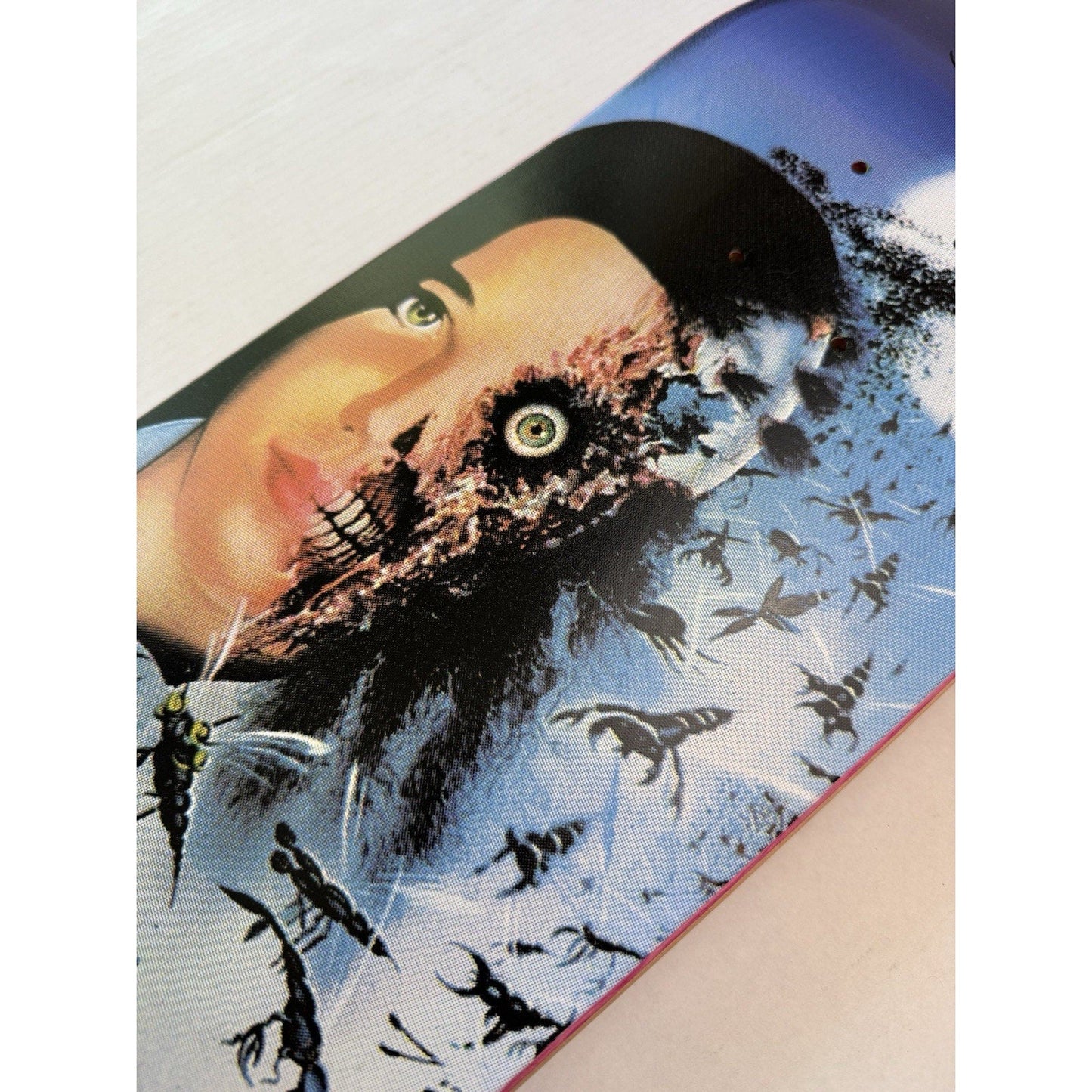 JK Industries Jeremy Klein Signed VHS Series Skateboard Deck Horror Pink Stain - thriftgoblin