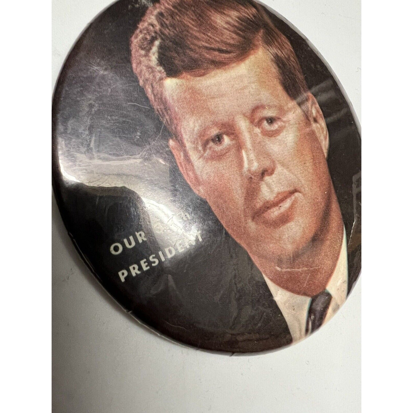 JOHN F. KENNEDY JFK 3.5" Our 35th President campaign pinback button political - thriftgoblin
