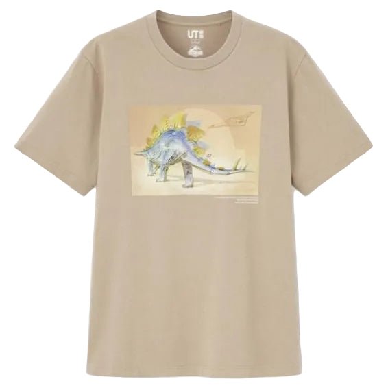 Jurassic World Collab Hajime Sorayama Uniqlo Sand Mens T-Shirt L Stegosaurus - thriftgoblin