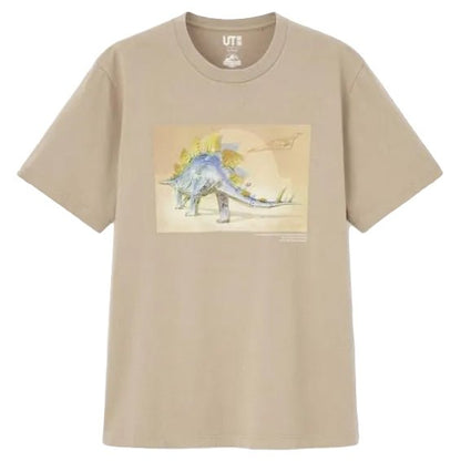 Jurassic World Collab Hajime Sorayama Uniqlo Sand Mens T-Shirt L Stegosaurus - thriftgoblin