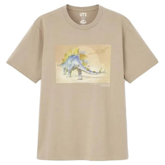 Jurassic World Collab Hajime Sorayama Uniqlo Sand Mens T-Shirt L Stegosaurus - thriftgoblin