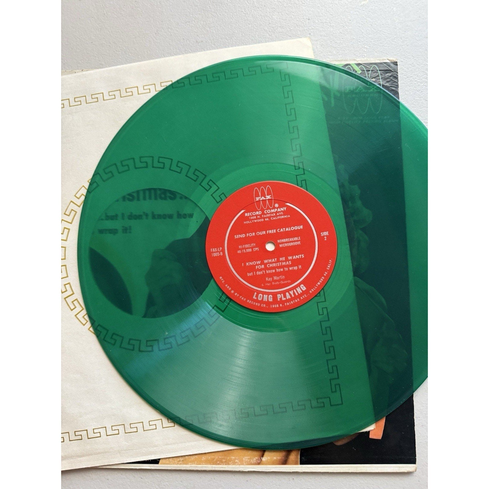 Kay Martin Her Body Guards Green Vinyl I Know What He Wants for Christmas 1962 - thriftgoblin
