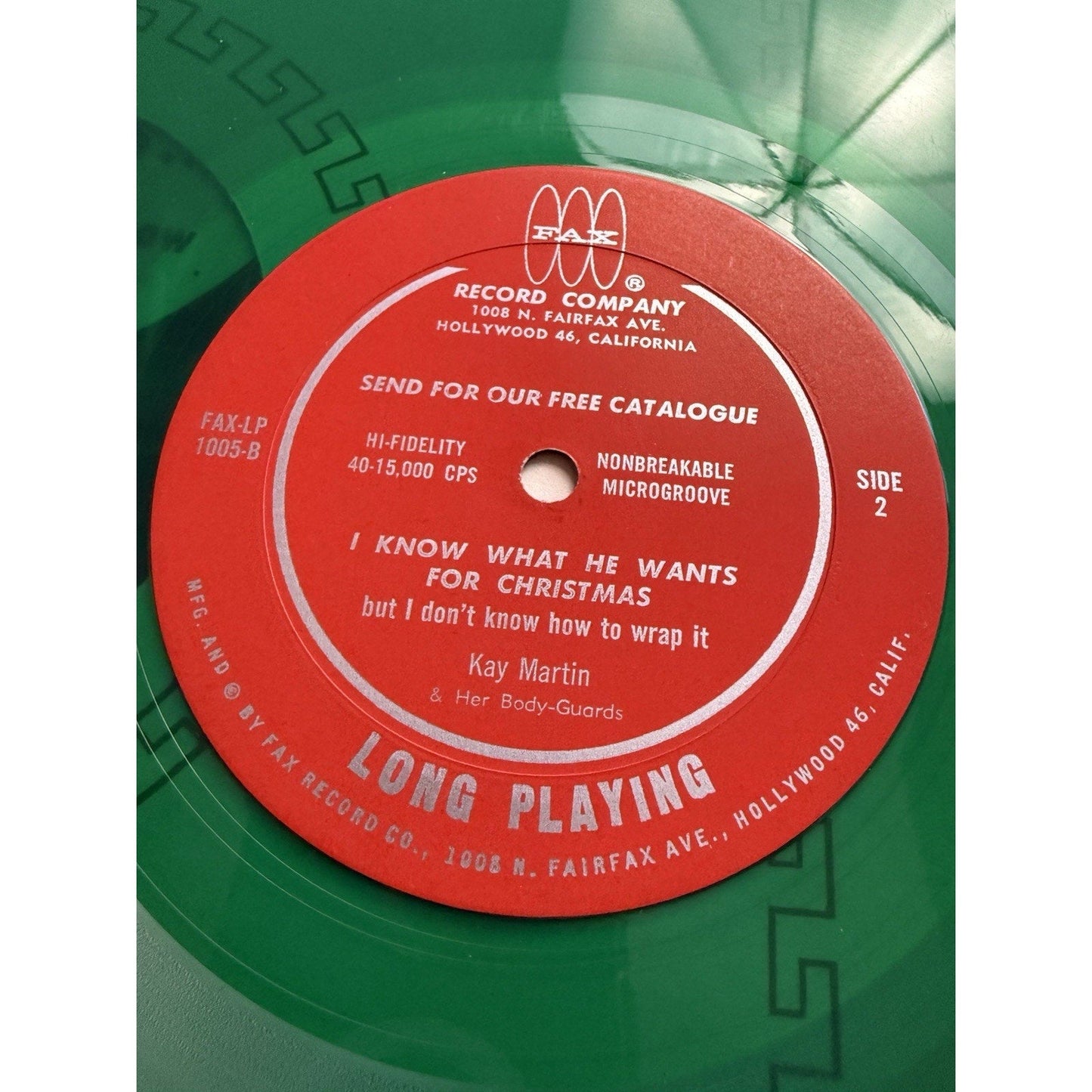 Kay Martin Her Body Guards Green Vinyl I Know What He Wants for Christmas 1962 - thriftgoblin
