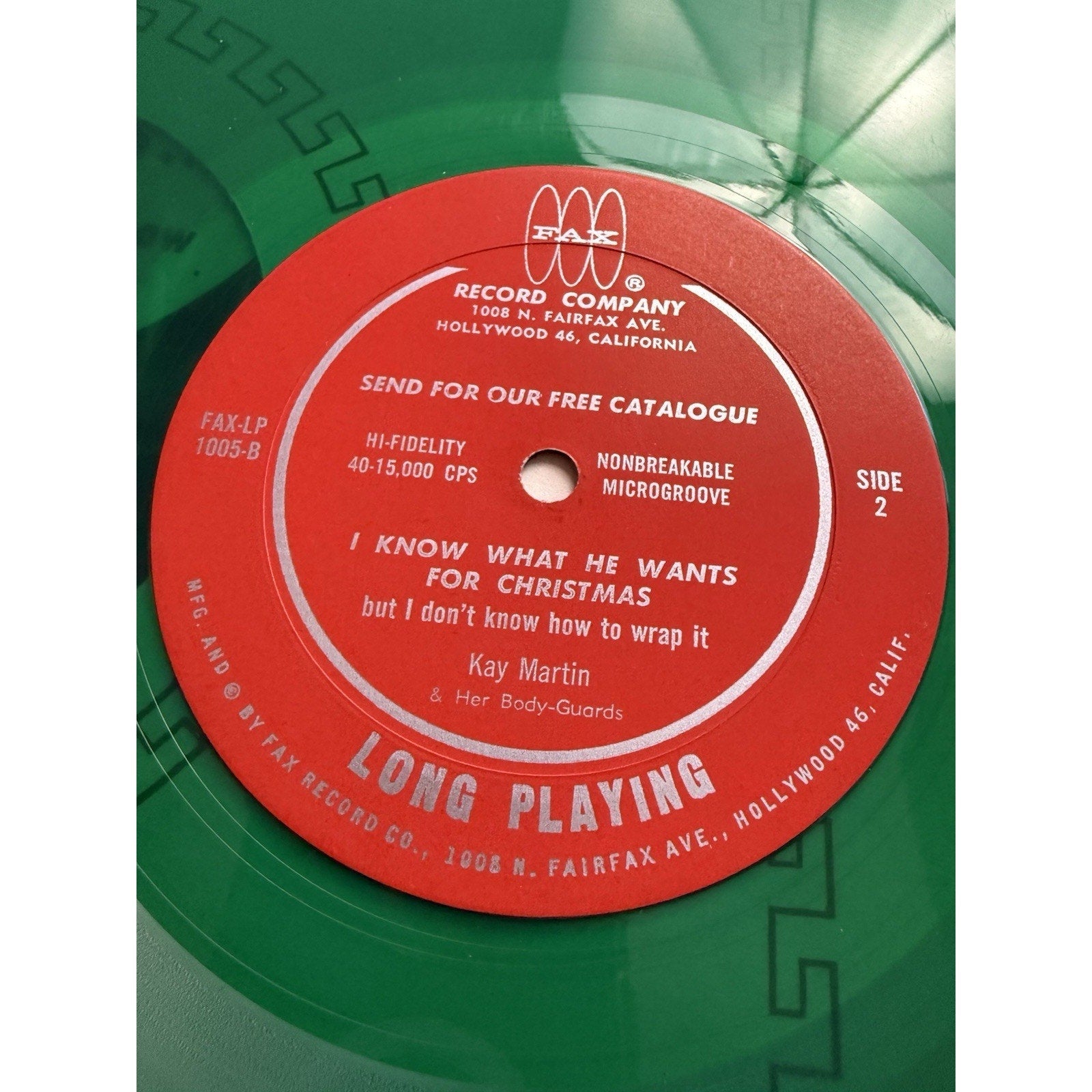 Kay Martin Her Body Guards Green Vinyl I Know What He Wants for Christmas 1962 - thriftgoblin