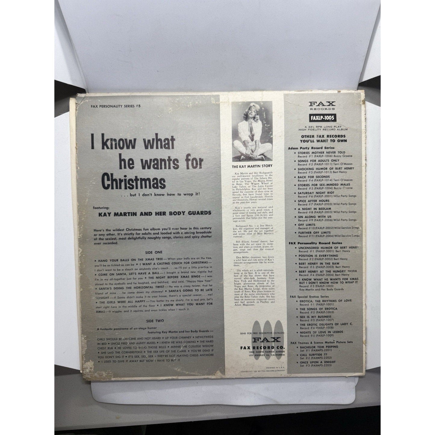 Kay Martin I Know What He Wants for Christmas 1962 Fax LP Adult Xmas Pinup Vinyl - thriftgoblin