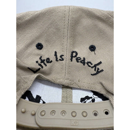 Korn Logo Hat “Life Is Peachy” NWT KC Adjustable Y2K Rare Tan Black Bill Snap - thriftgoblin