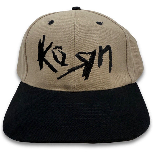 Korn Logo Hat “Life Is Peachy” NWT KC Adjustable Y2K Rare Tan Black Bill Snap - thriftgoblin