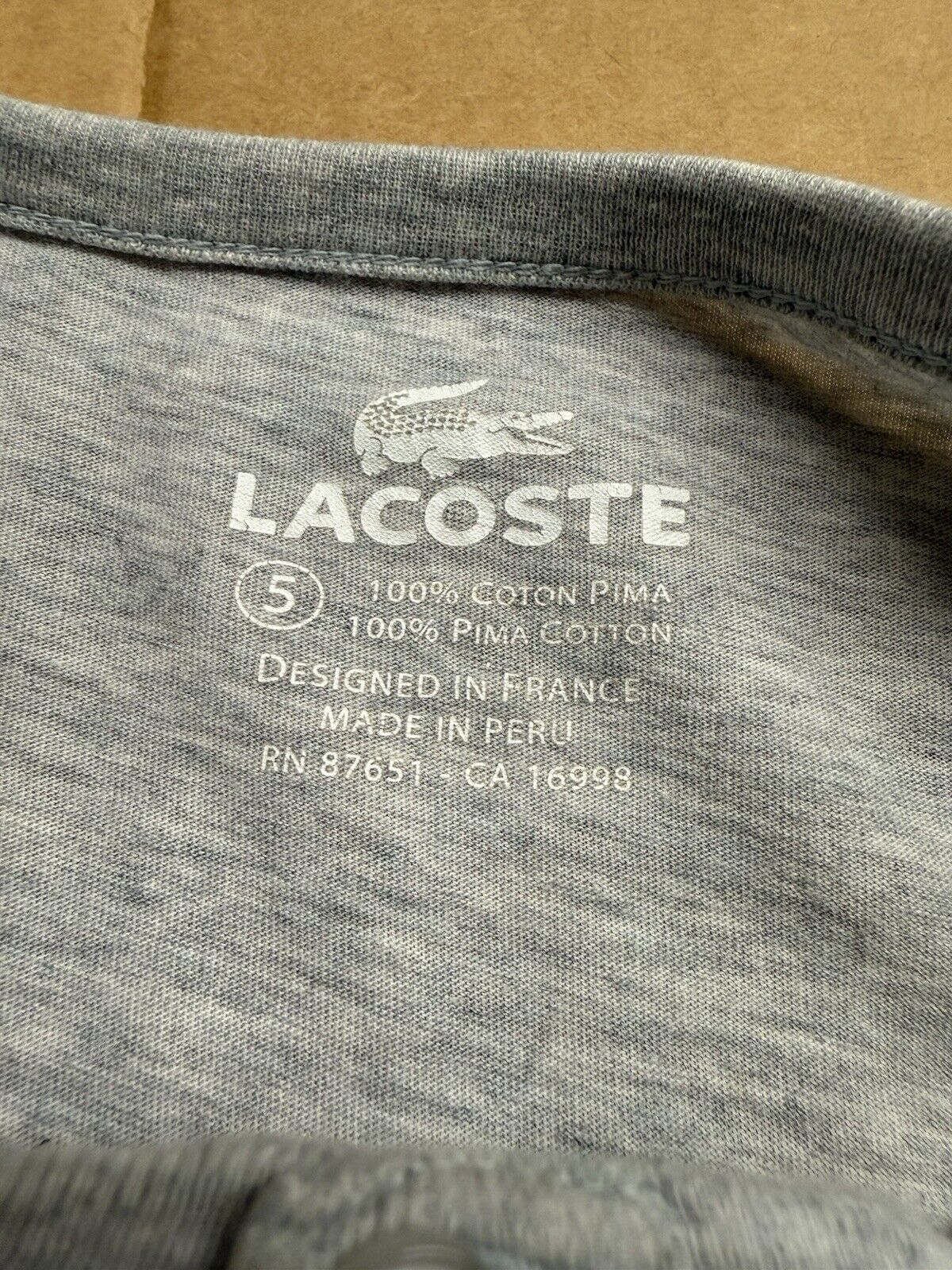 Lacoste Soft Pima Cotton Henley Button T Shirt Size 5 Large Peru Short Sleeve - thriftgoblin