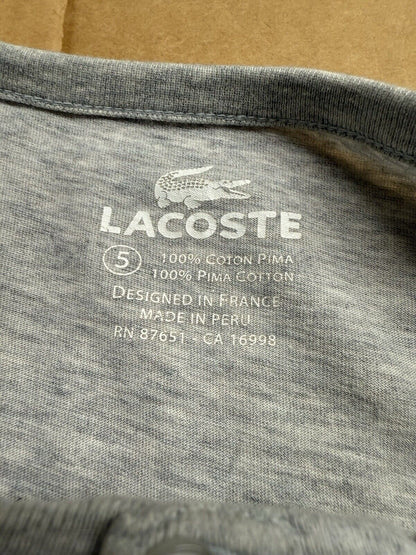 Lacoste Soft Pima Cotton Henley Button T Shirt Size 5 Large Peru Short Sleeve - thriftgoblin